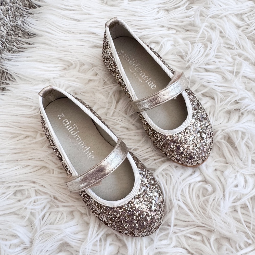 Childrenchic Gold Glitter Mary Jane Flats EU 24 Toddler 8